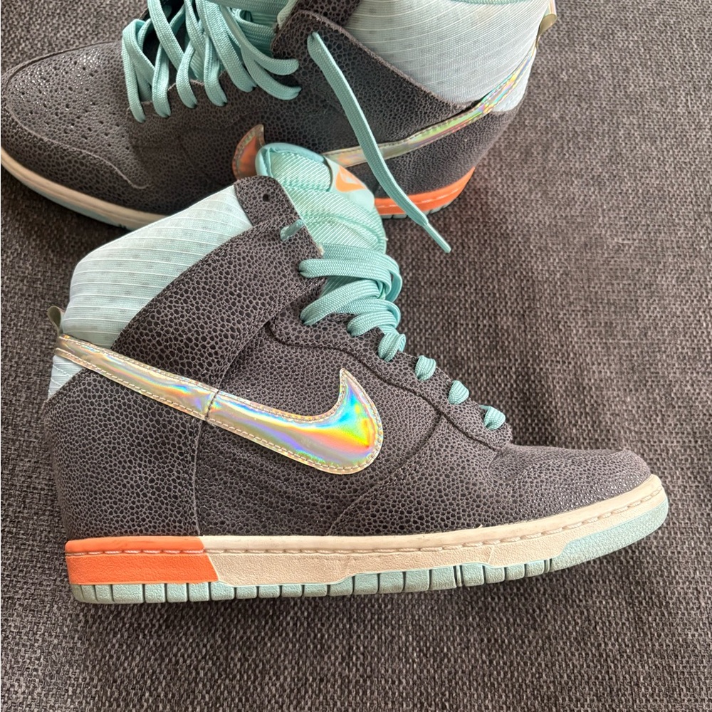 Nike Sneakers with Mint and Orange Accents